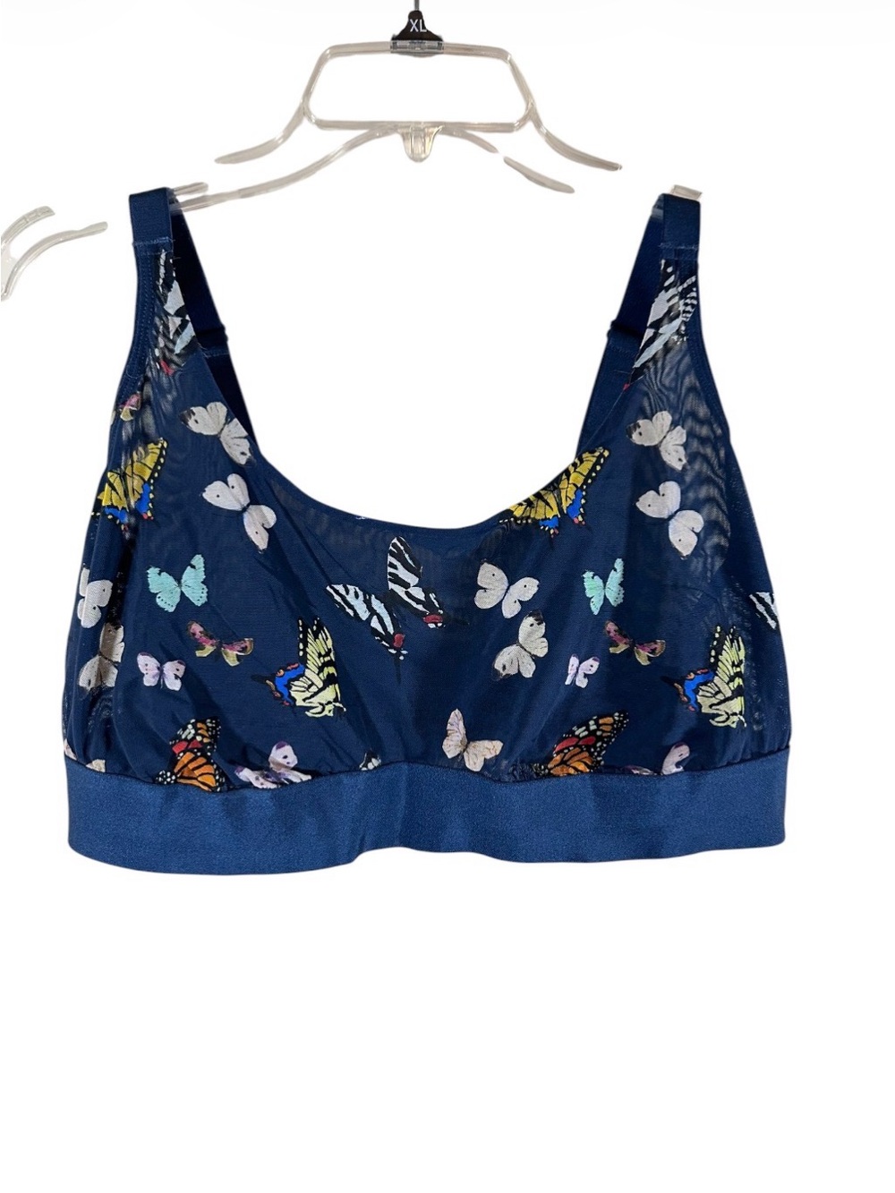 Parade Sheer Mesh Scoop Bralette Bra Blue Butterflies Womens 3X
